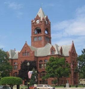 courthouse building in Laporte county low camera angle